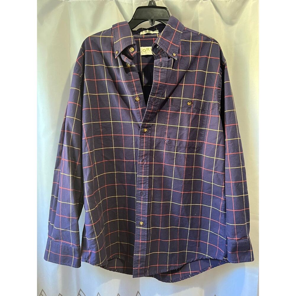 Orvis Men Button Up Long Sleeve Shirt Size Large